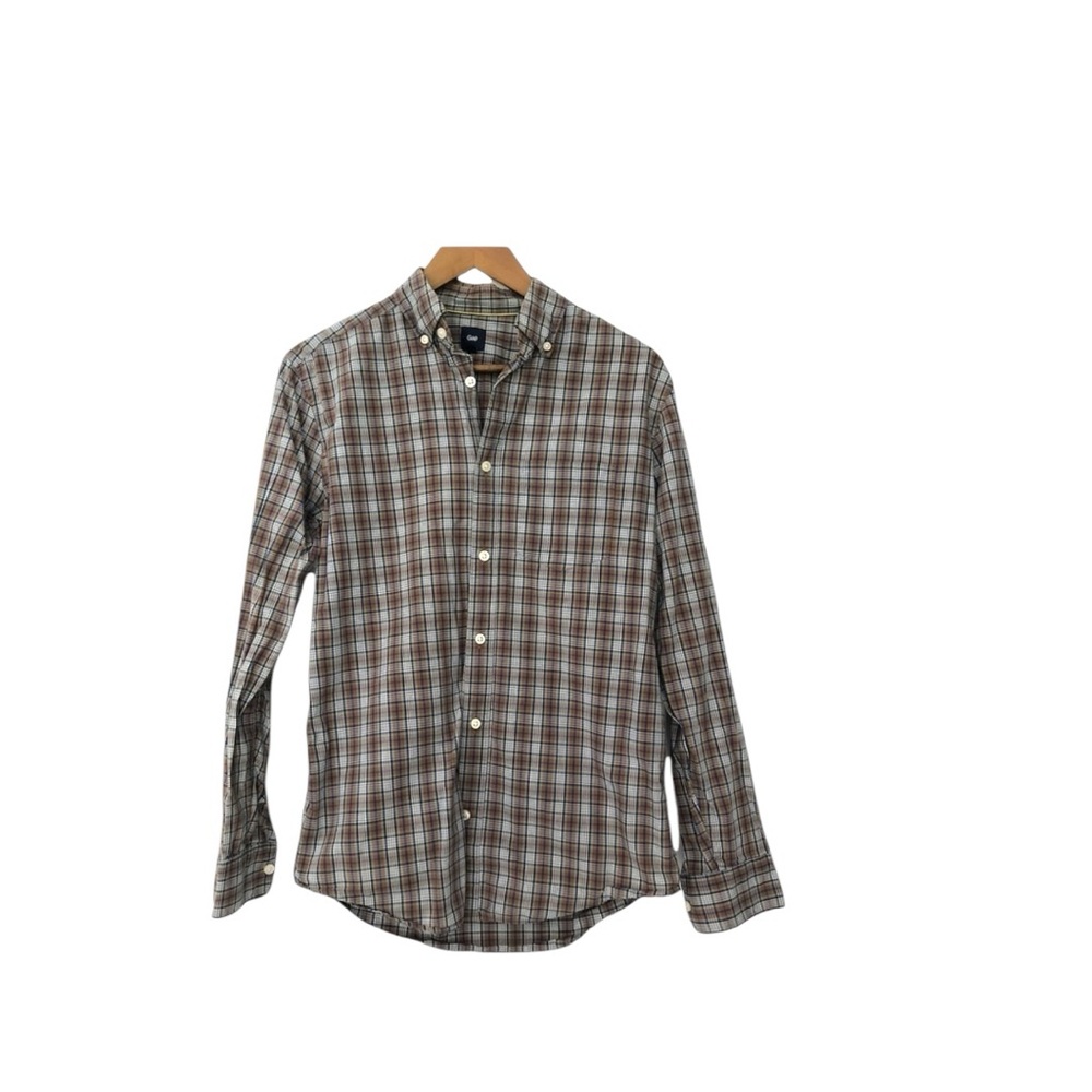 Men’s GAP brown and blue plaid pattern button down